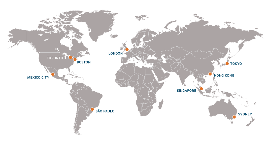 The geographical distribution of the MFS research team.